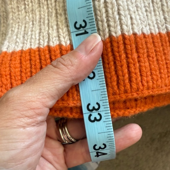 GAP 100% Lambswool Wide Stripe Knit Orange Tan Scarf - Picture 8 of 9